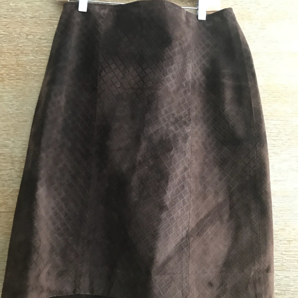 Genuine suede quilted pencil skirt